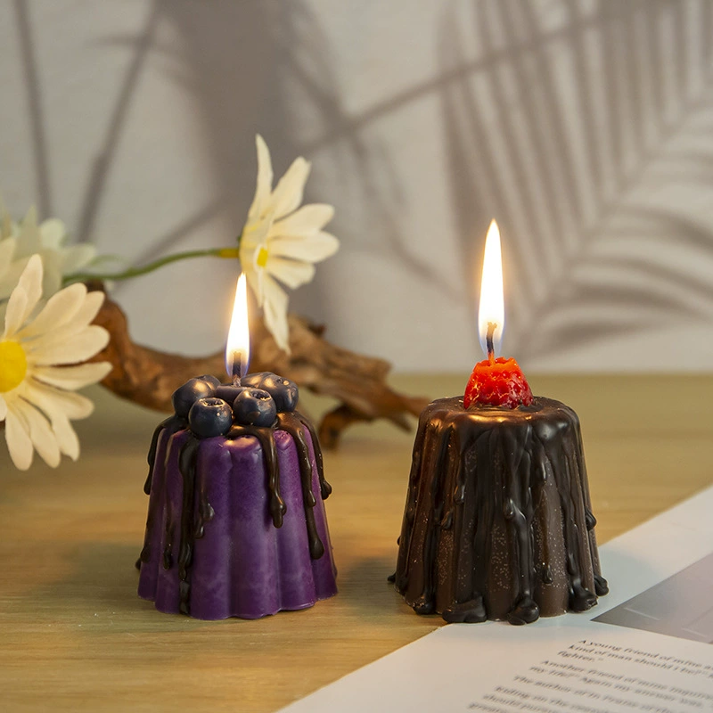 Home Fragrance Blueberry Scented Candle - 1個のかわいいプリンアロマセラピーキャンドル、チーズブルーベリーストロベリーの香りのキャンドル、家庭/オフィスの香り装飾ギフト用