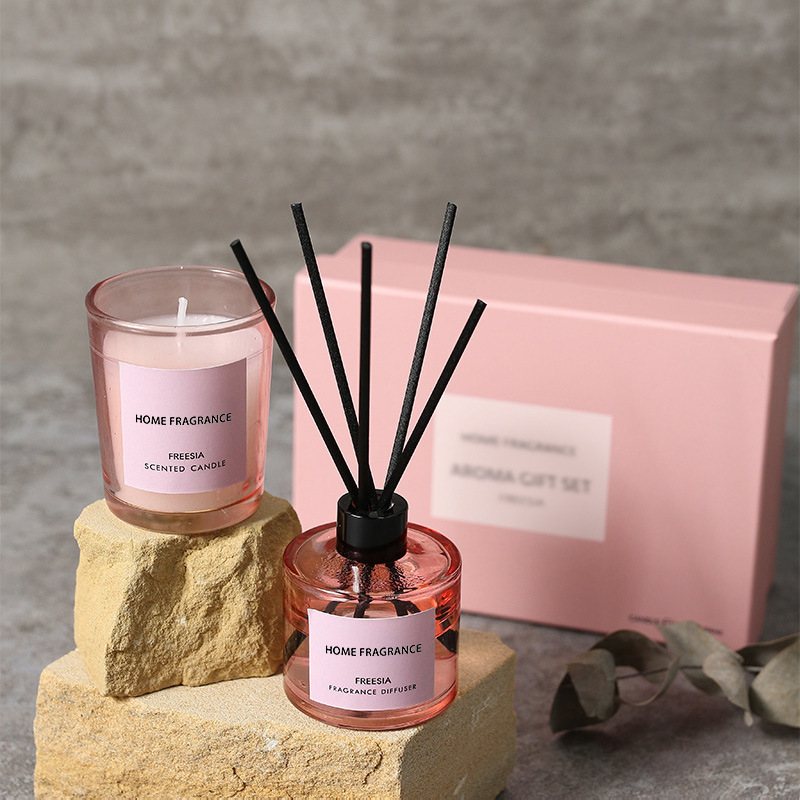 Home Fragrance Rituals - プレミアムリードディフューザーとキャンドルギフトセット、長持ちする香り付きフレグランス詰め替え、自宅、オフィス、スパ、パーティー、ギフトに