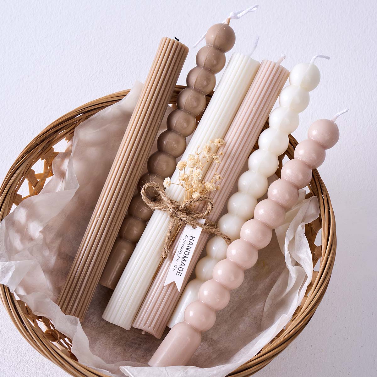 Home Fragrance Rituals - 3Dロングストライプバブルビーズピラーキャンドルシリコンモールド、ホームテーブルデコレーションクラフト、アロマソープ、石膏樹脂キャスティングモールド