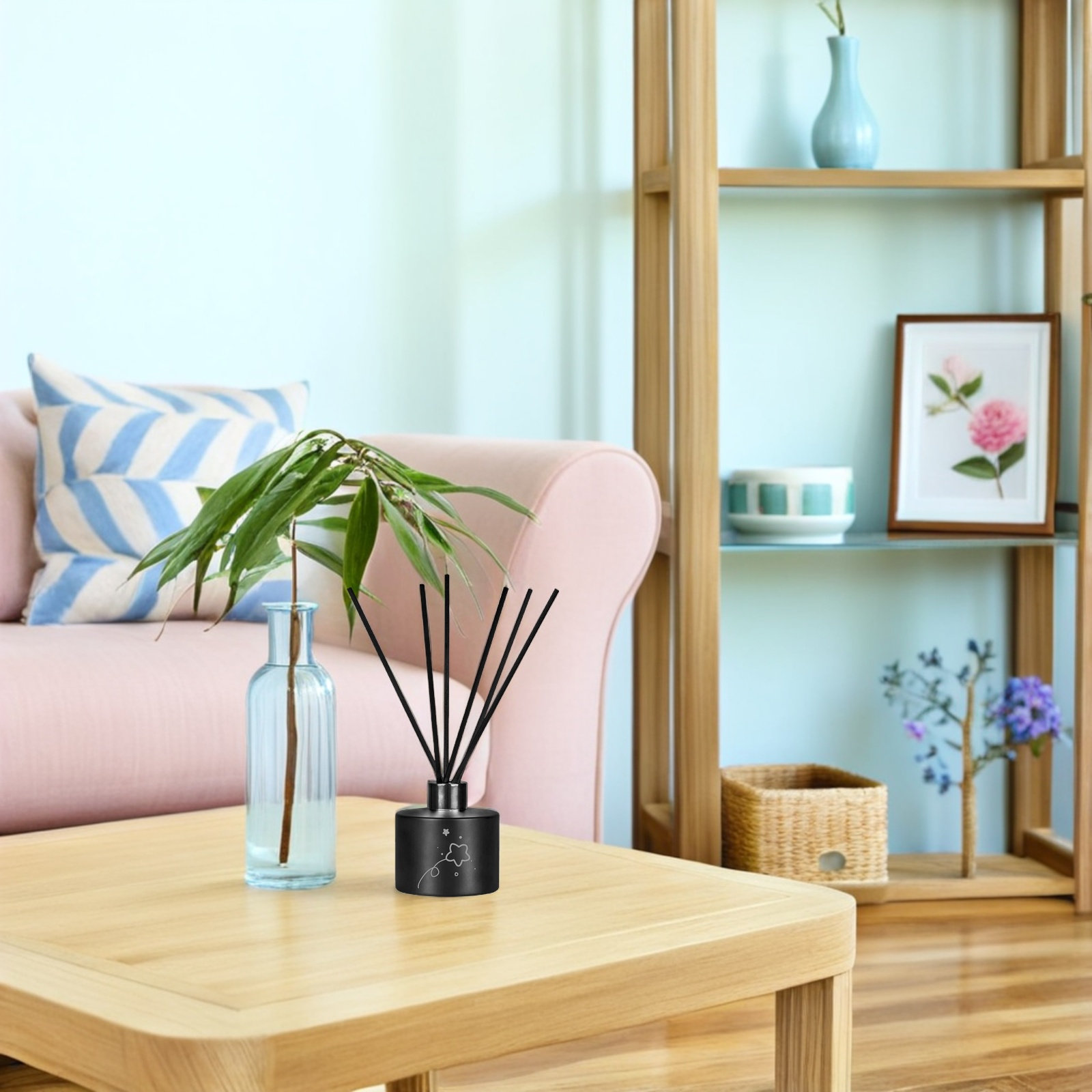 Reed Diffuser Set - 200本入り ブラックファイバーディフューザーリード 8x0.1インチ 汚れ防止 色褪せなし 香り放出