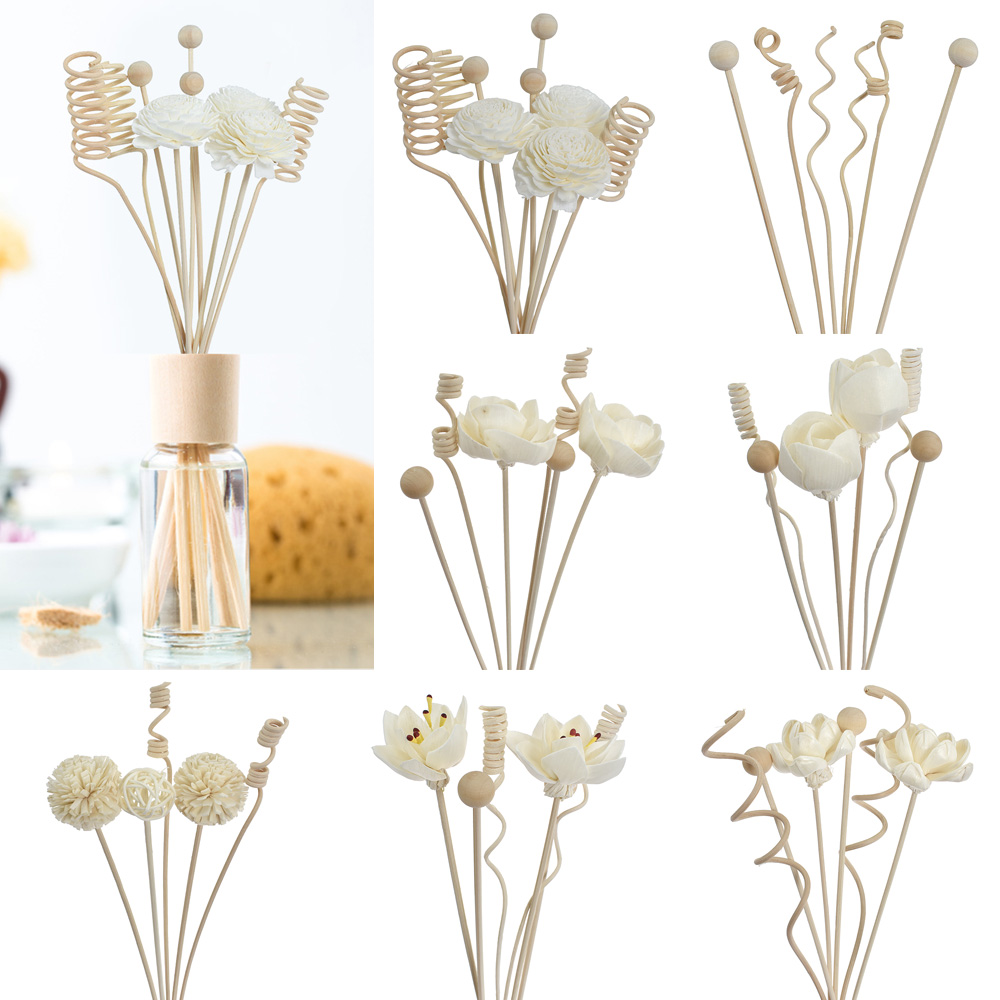 Reed Diffuser Set - 6 個/8 個/9 個造花籐リードフレグランスアロマディフューザー詰め替えスティック DIY 花