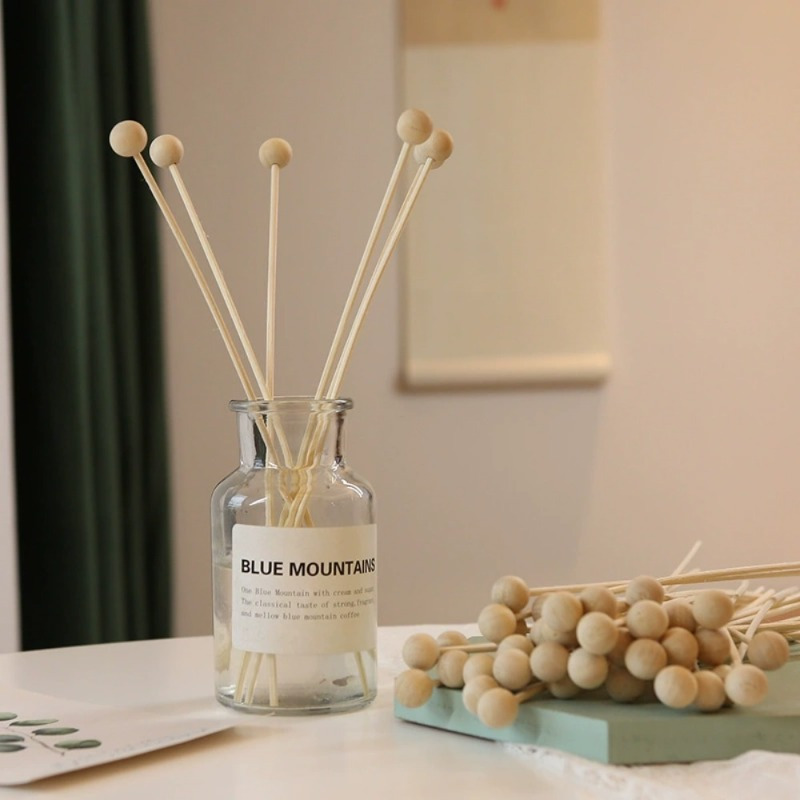 Reed Diffuser Set - 30 ピース/ロット無火の木製ボールアロマリードディフューザースティックフレグランスディフューザーアロマセラピー籐リードスティック DIY 家の装飾