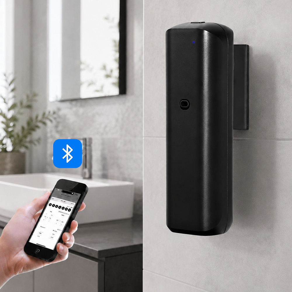 Home Fragrance Relax - 壁掛け式無水アロマディフューザー、Bluetooth制御、エッセンシャルオイルネブライザー、家庭、トイレ、ホテル、寝室用空気清浄機