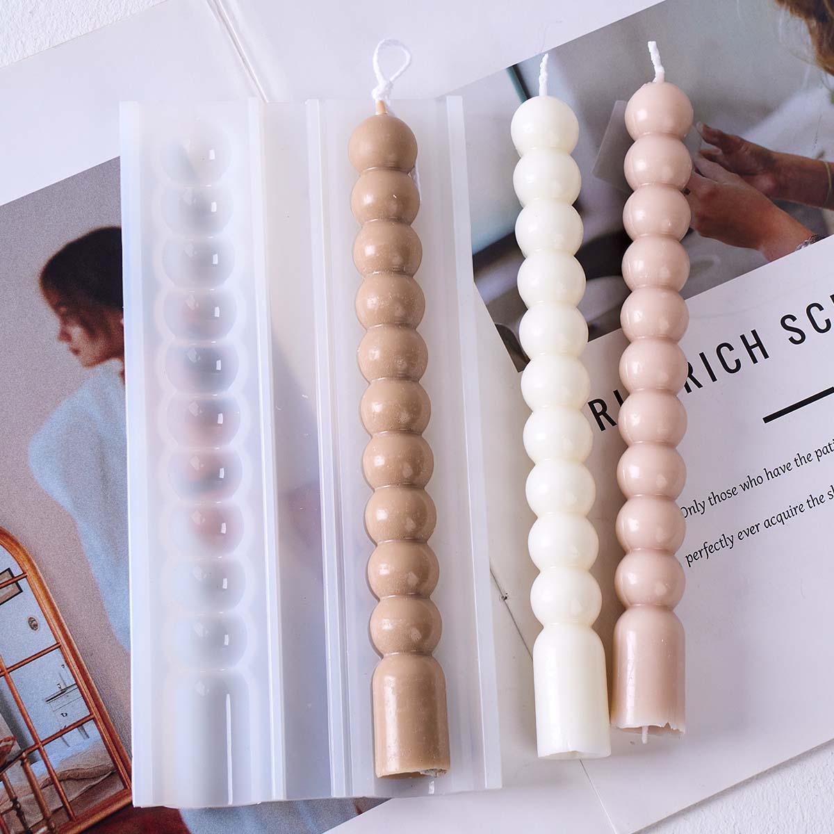 3Dロングストライプバブルビーズピラーキャンドルシリコンモー - Home Fragrance Rituals のレビューと価格