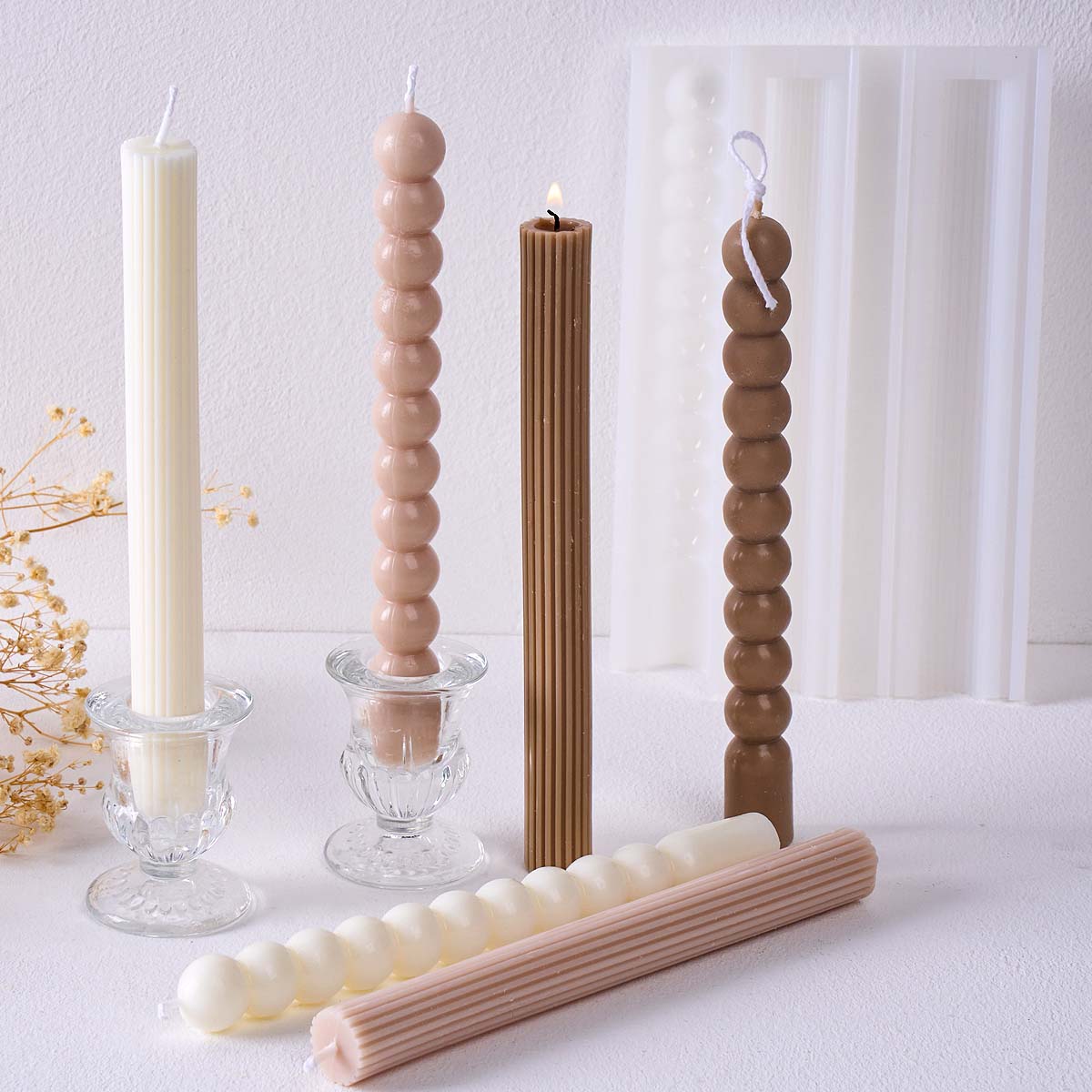 3Dロングストライプバブルビーズピラーキャンドルシリコンモー - Home Fragrance Rituals のレビューと価格