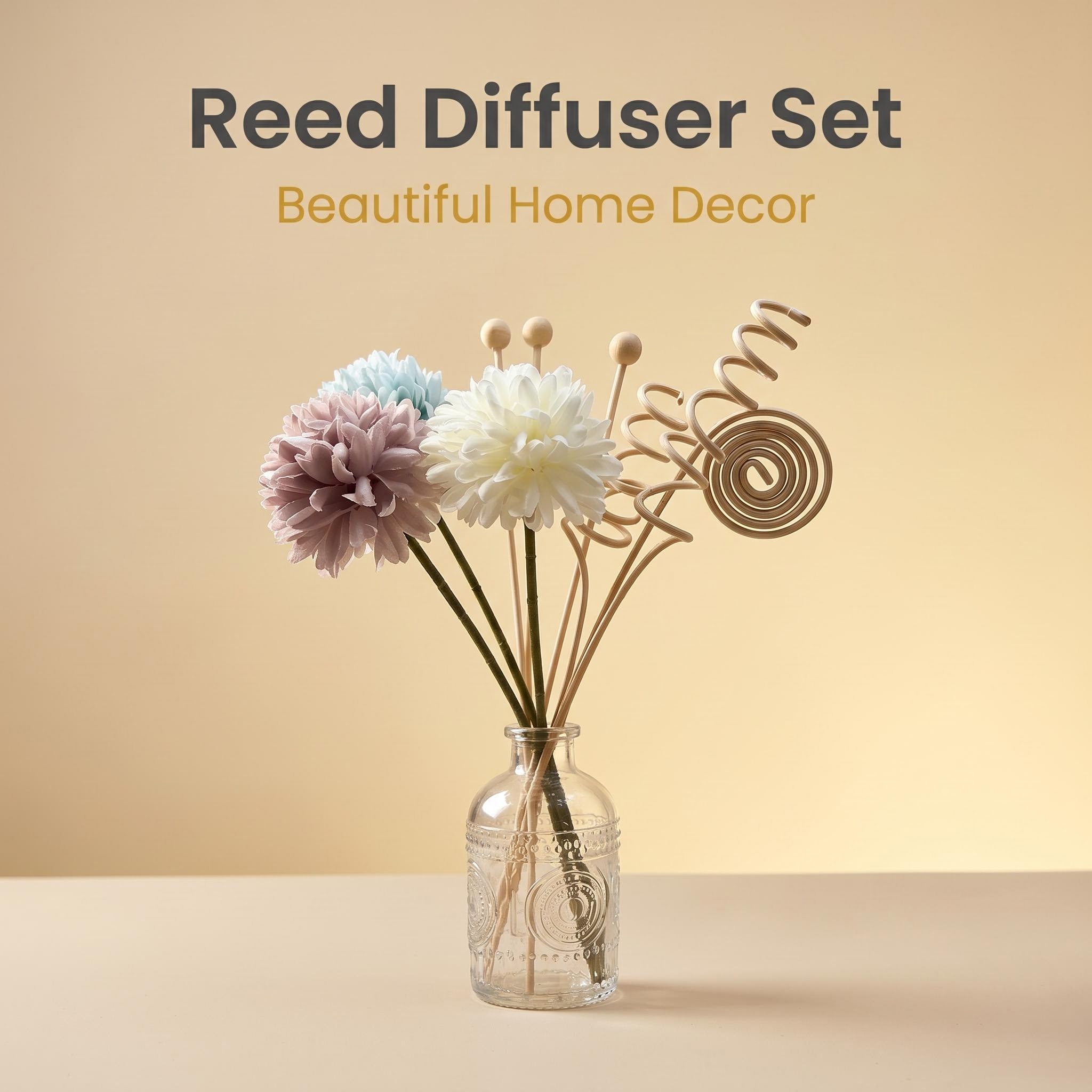 DIYディフューザースティックセット、造花リードディフューザ - Reed Diffuser Set のレビューと価格