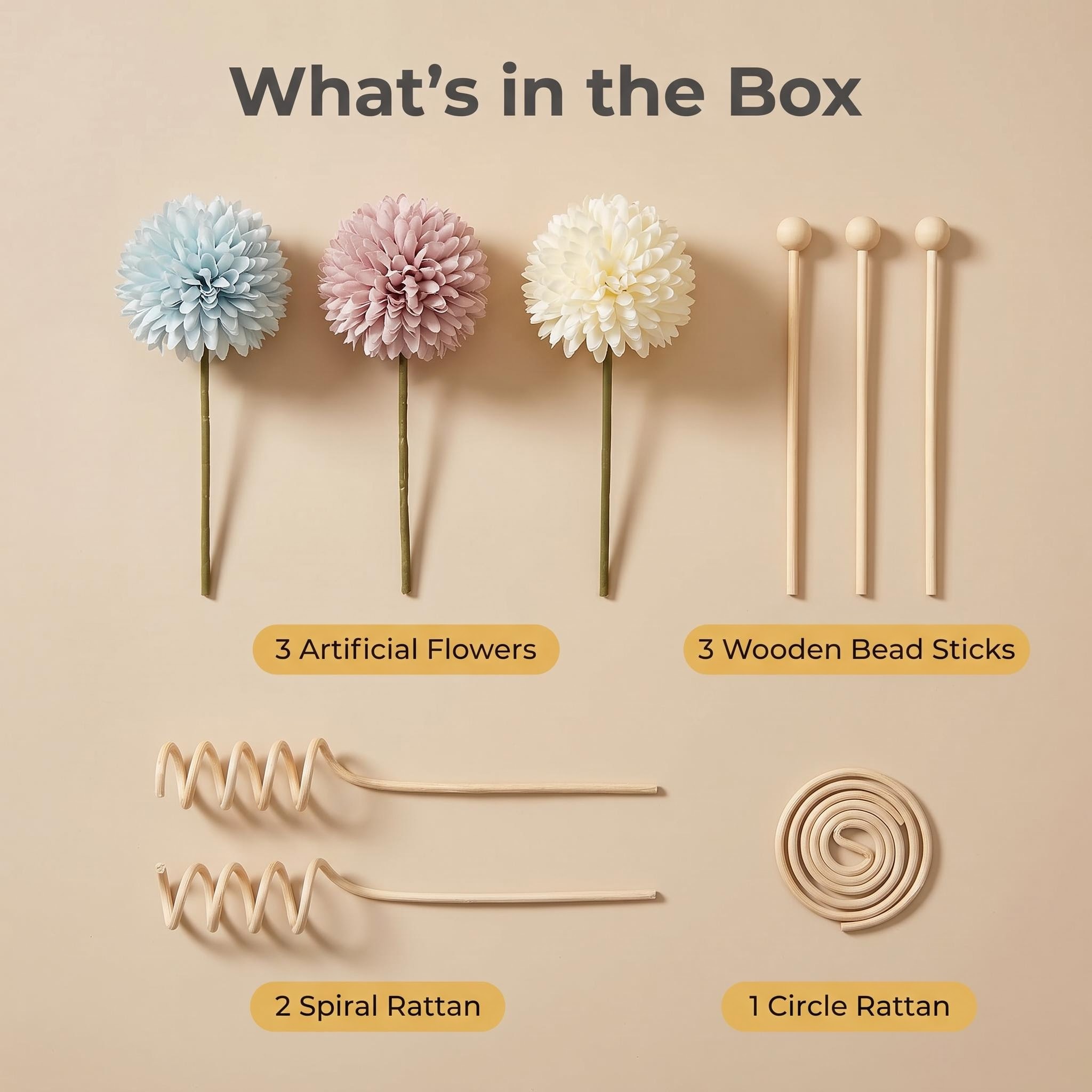 DIYディフューザースティックセット、造花リードディフューザ - Reed Diffuser Set のレビューと価格